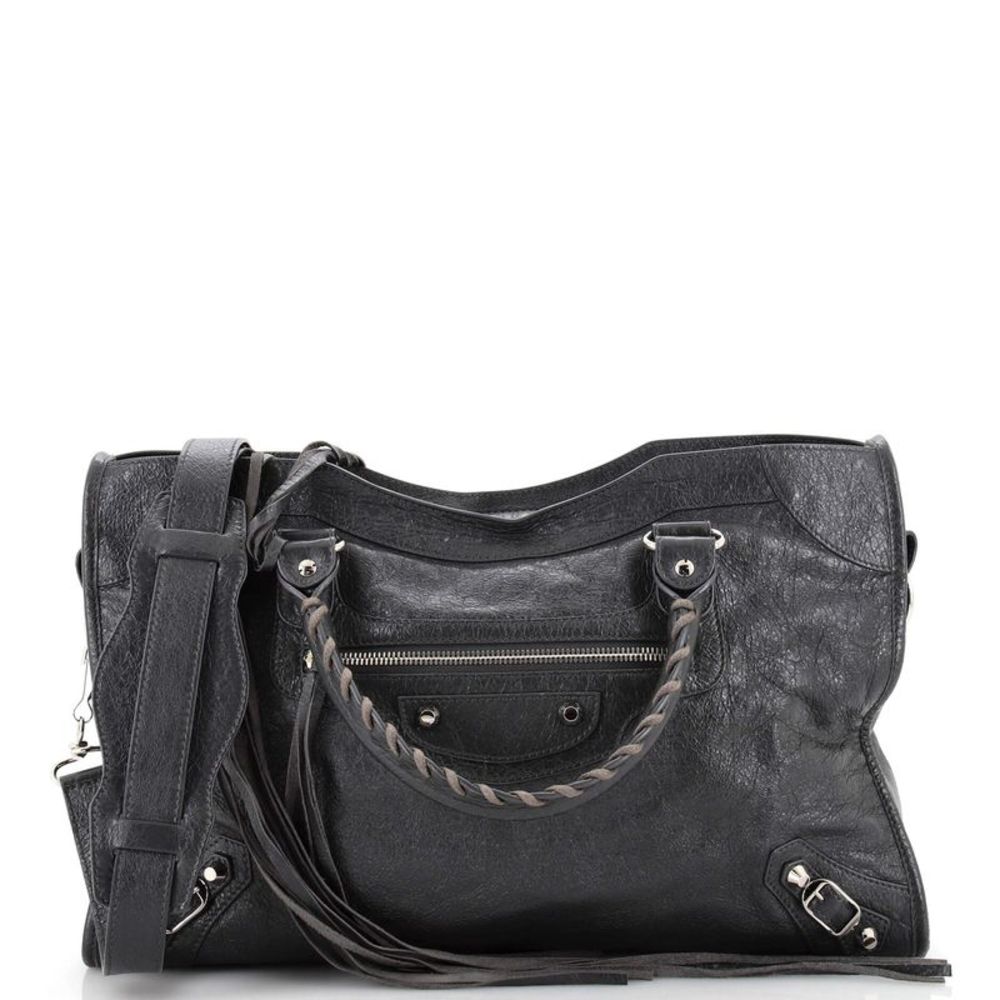 Balenciaga City Classic Studs Bag Leather Medium Gray
